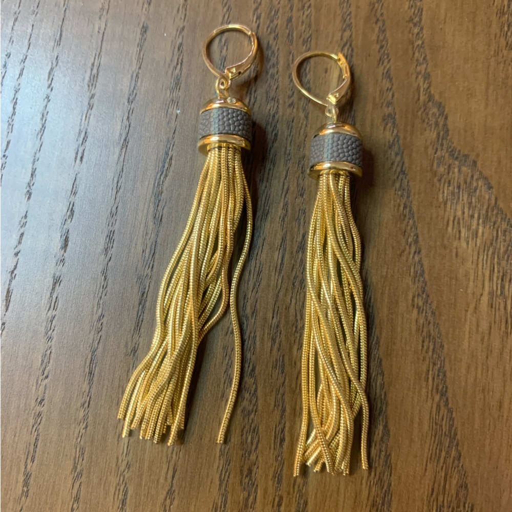 PRELOVED TWO TONED FRINGE EARRINGS